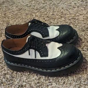 Womens 7 Black and white Dr Marten Platform loafers